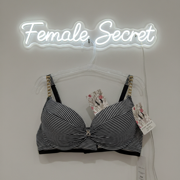 Pack of 2 Striped Padded Bra And Panty Set with Chain Straps