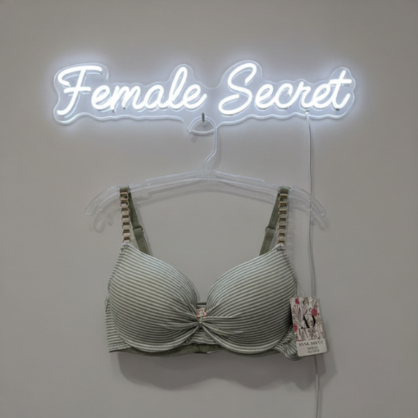 Pack of 2 Striped Padded Bra And Panty Set with Chain Straps