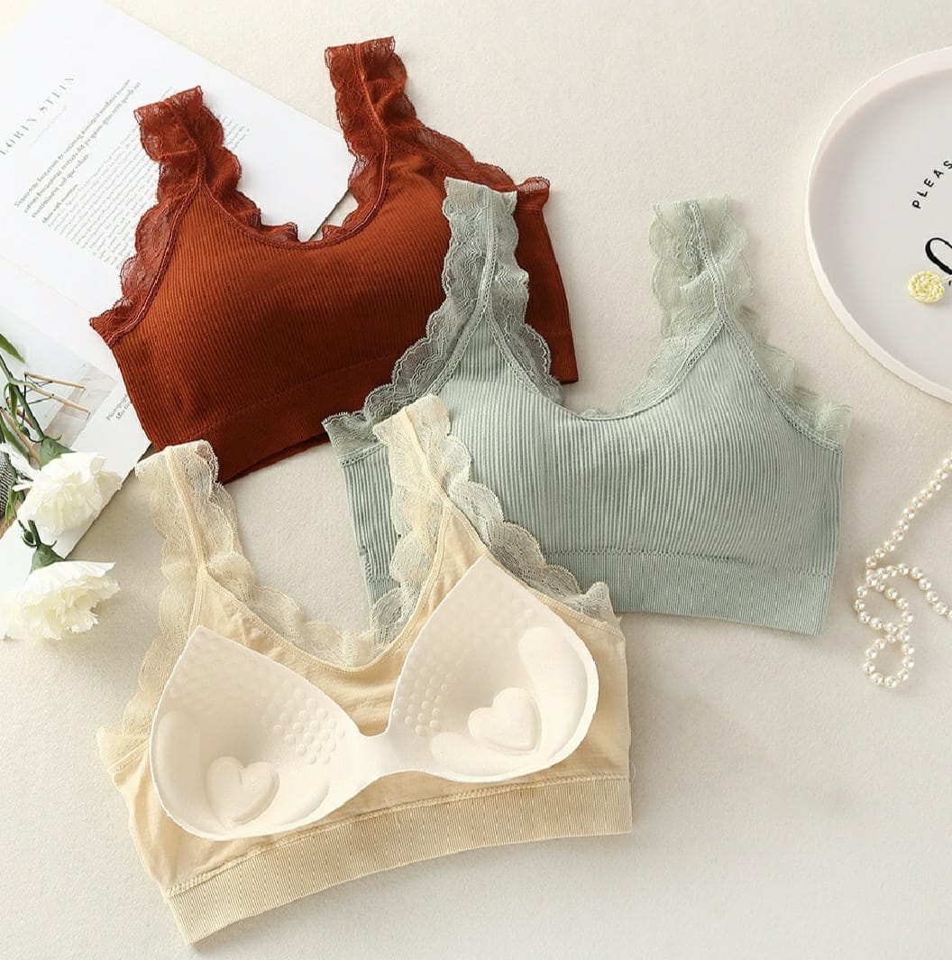 50% OFF SALE LIVE NOW | PACK OF 2 IMPORTED FANCY LACE NON WIRED PUSHUP BRA