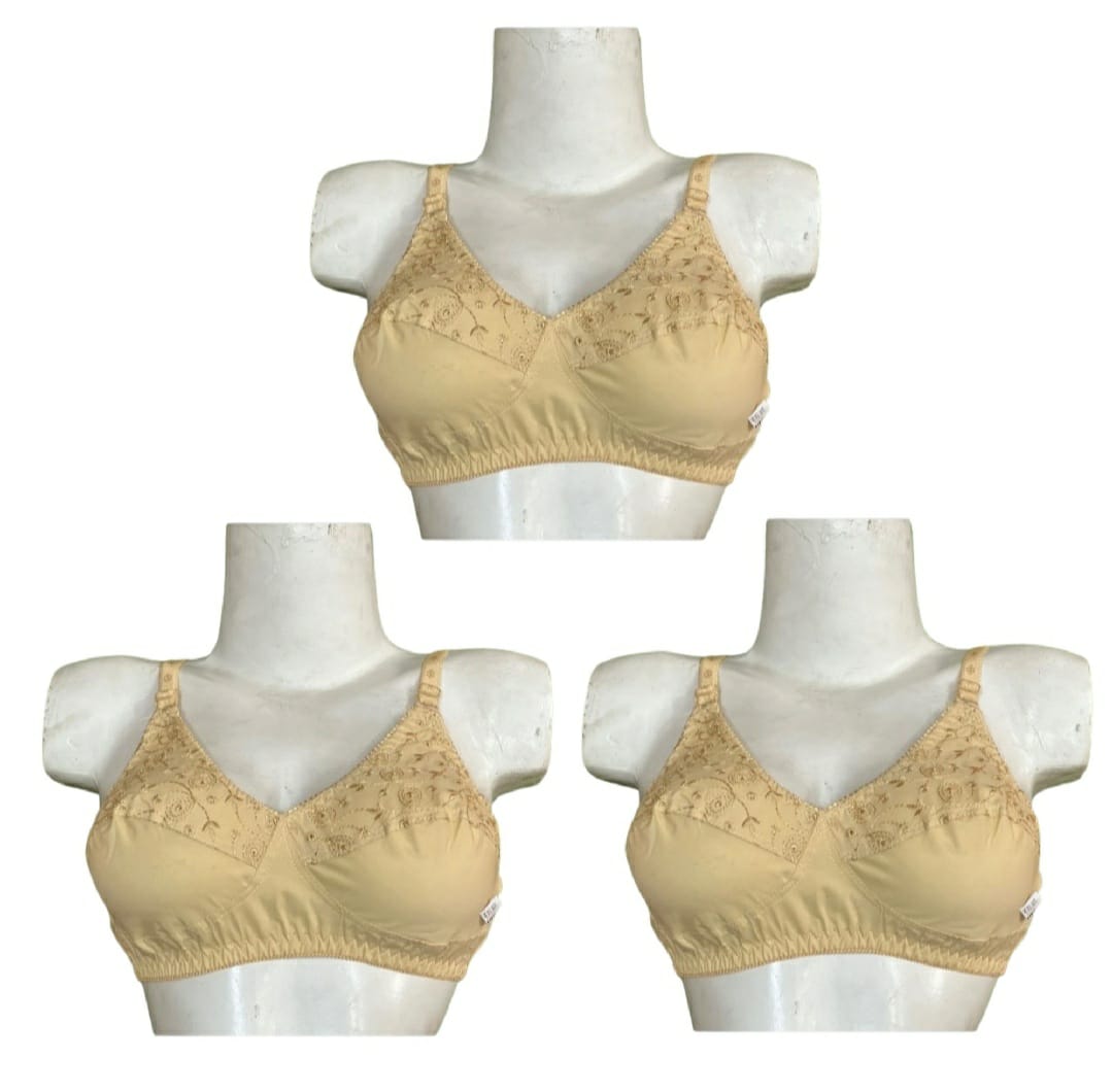 50% OFF | PACK OF 2 IMPORTED EBRIODERY STRETCHABLE COTTON BRA FOR SUMMER